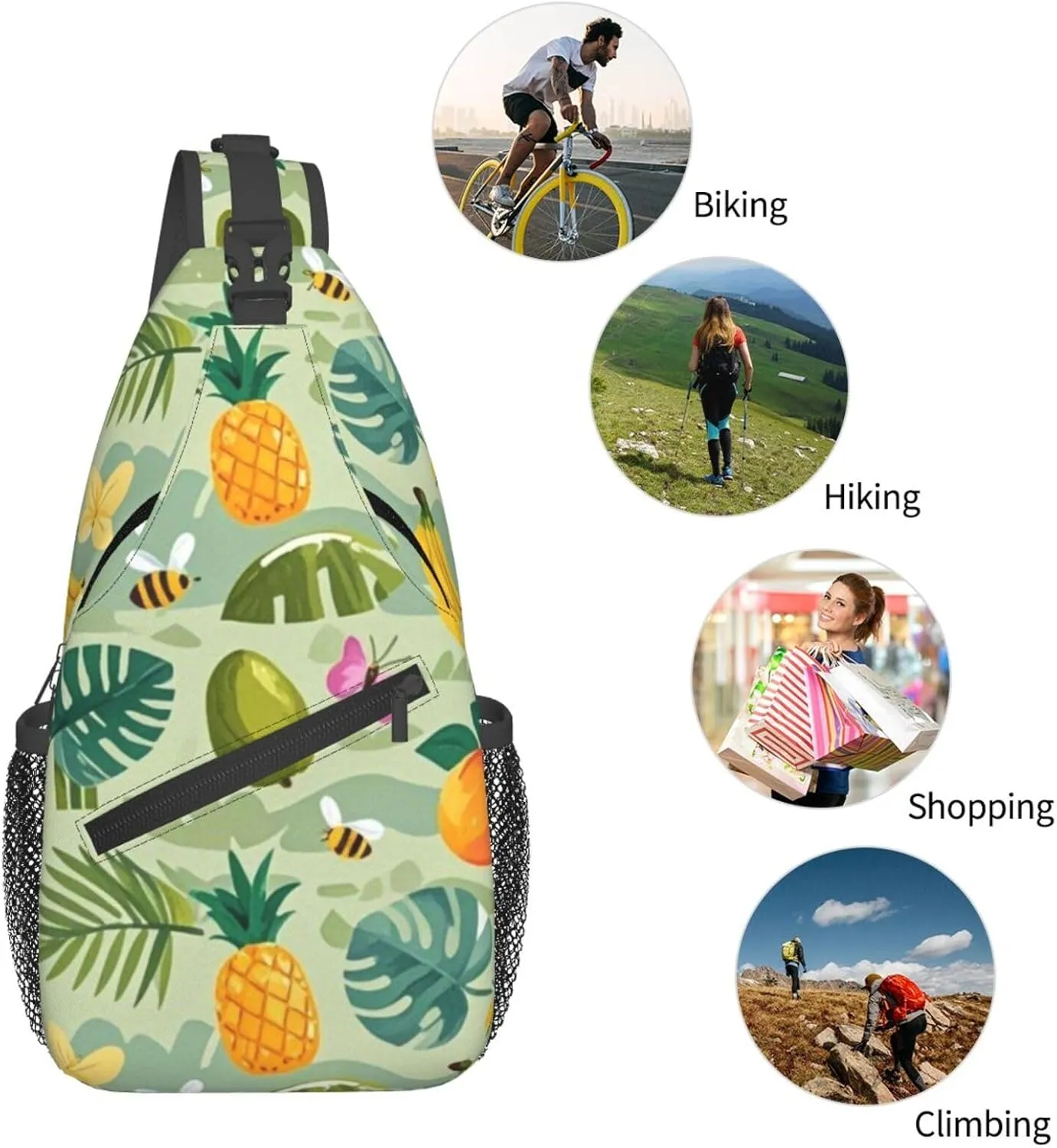 Vintage Leopard Crossbody Bags Cross Chest Bag Adjustable Sling Backpack for Women Men