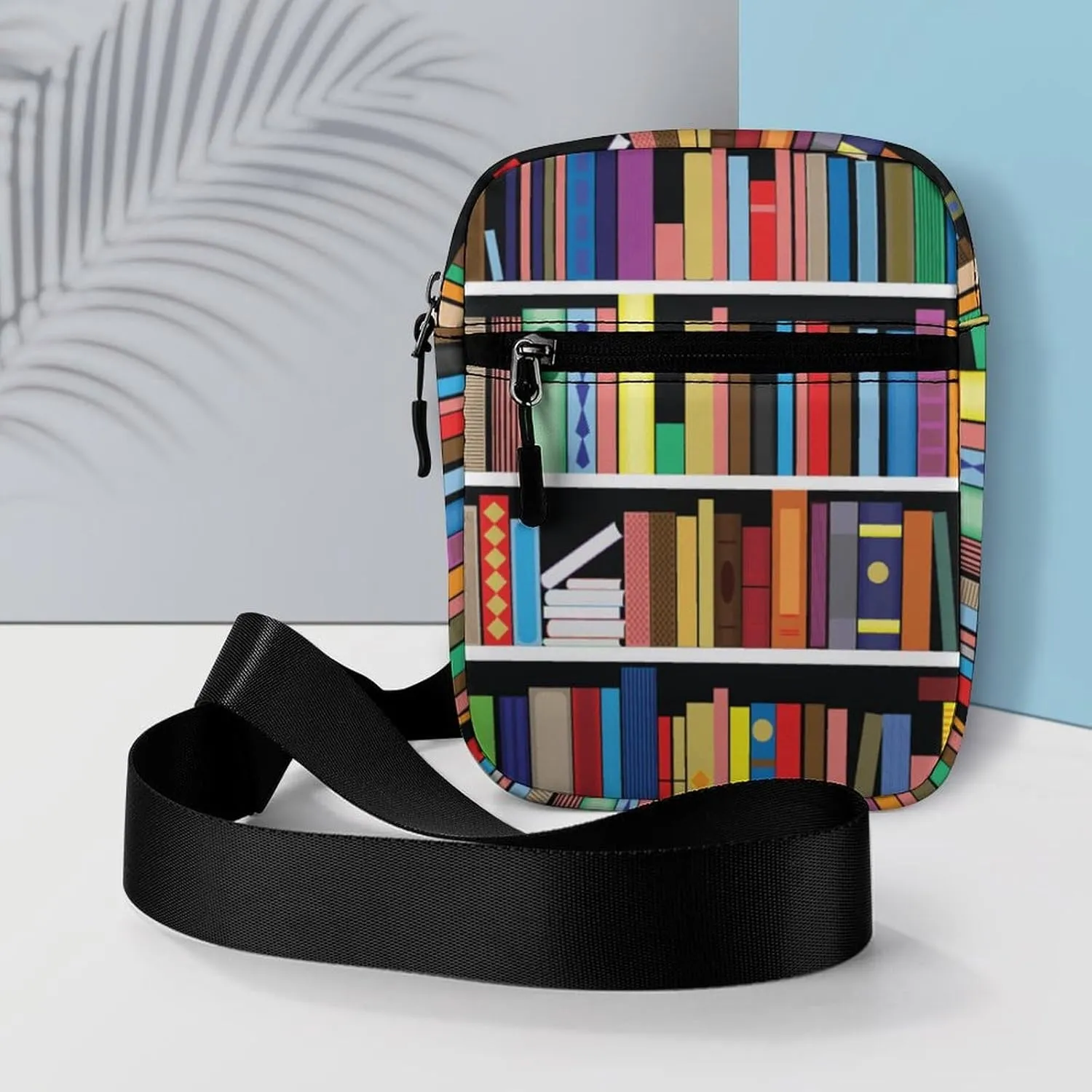 Vintage Library Bookshelf Crossbody Bag Small Shoulder Bag Waterproof, Lightweight And Convenient