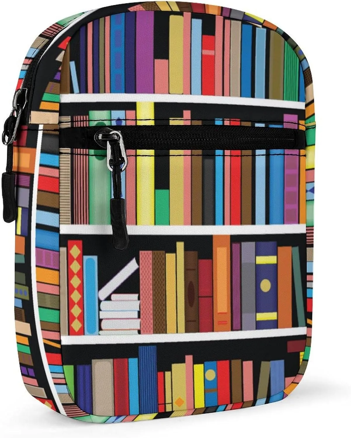 Vintage Library Bookshelf Crossbody Bag Small Shoulder Bag Waterproof, Lightweight And Convenient