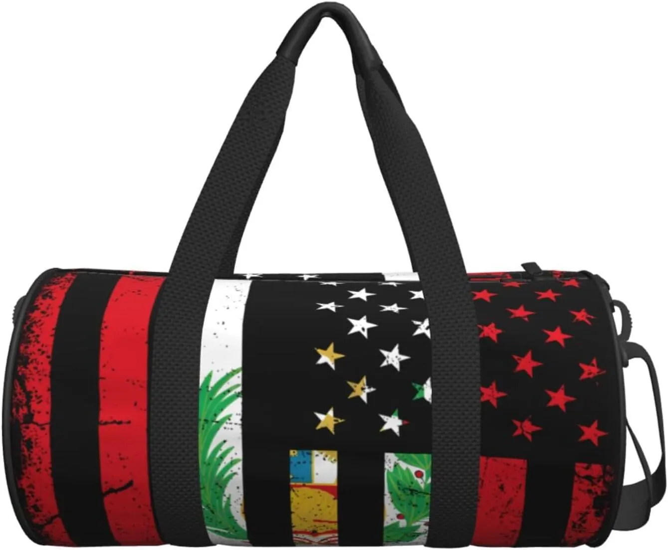 Vintage Peru Peruvian American Flag Round Travel Duffel Bag Large Capacity Gym Sports Bags for Hiking Vacation Trips