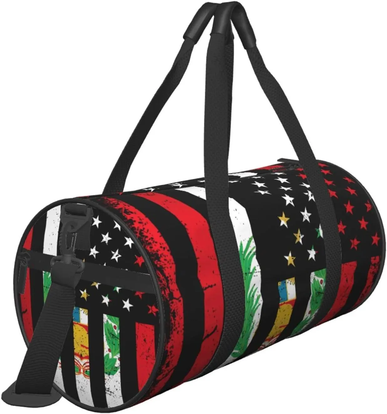 Vintage Peru Peruvian American Flag Round Travel Duffel Bag Large Capacity Gym Sports Bags for Hiking Vacation Trips