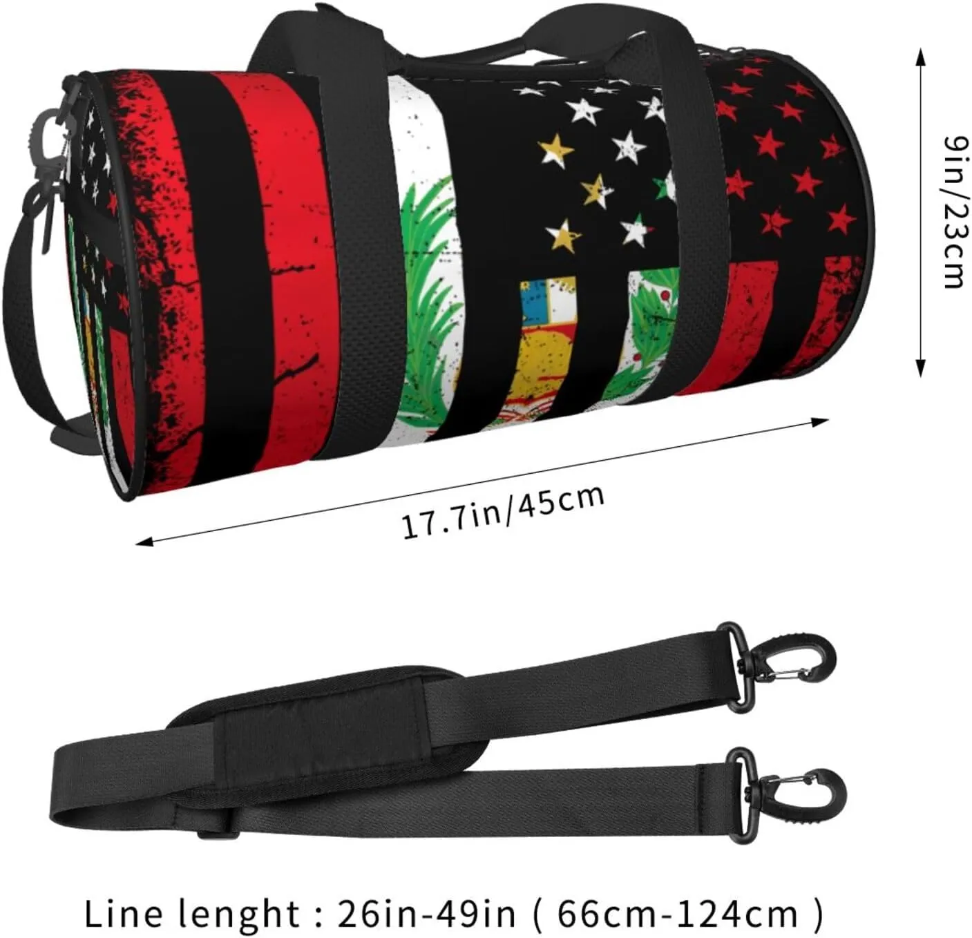 Vintage Peru Peruvian American Flag Round Travel Duffel Bag Large Capacity Gym Sports Bags for Hiking Vacation Trips