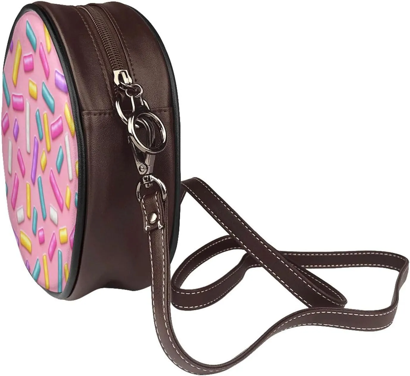 Vintage PU Leather Crossbody Purse Satchel, Small Cute Crossbody Round Bags for Women Sling Shoulder Bag