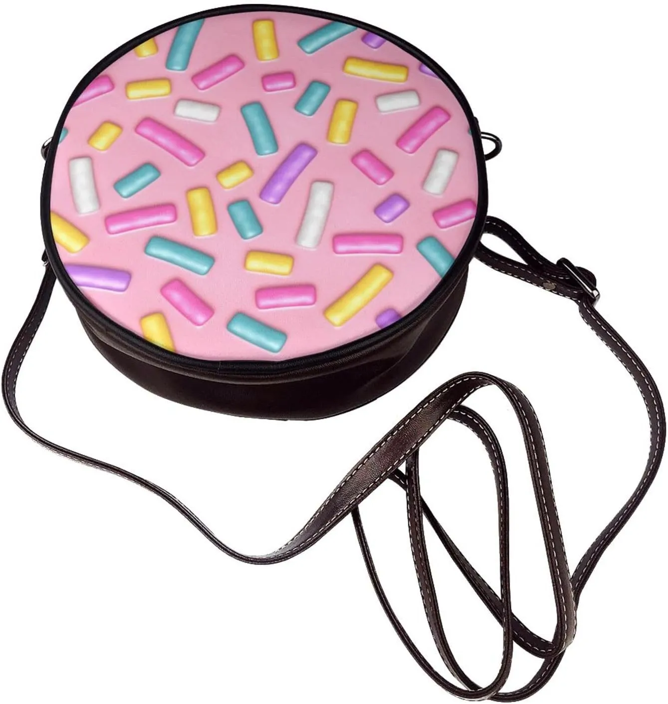Vintage PU Leather Crossbody Purse Satchel, Small Cute Crossbody Round Bags for Women Sling Shoulder Bag