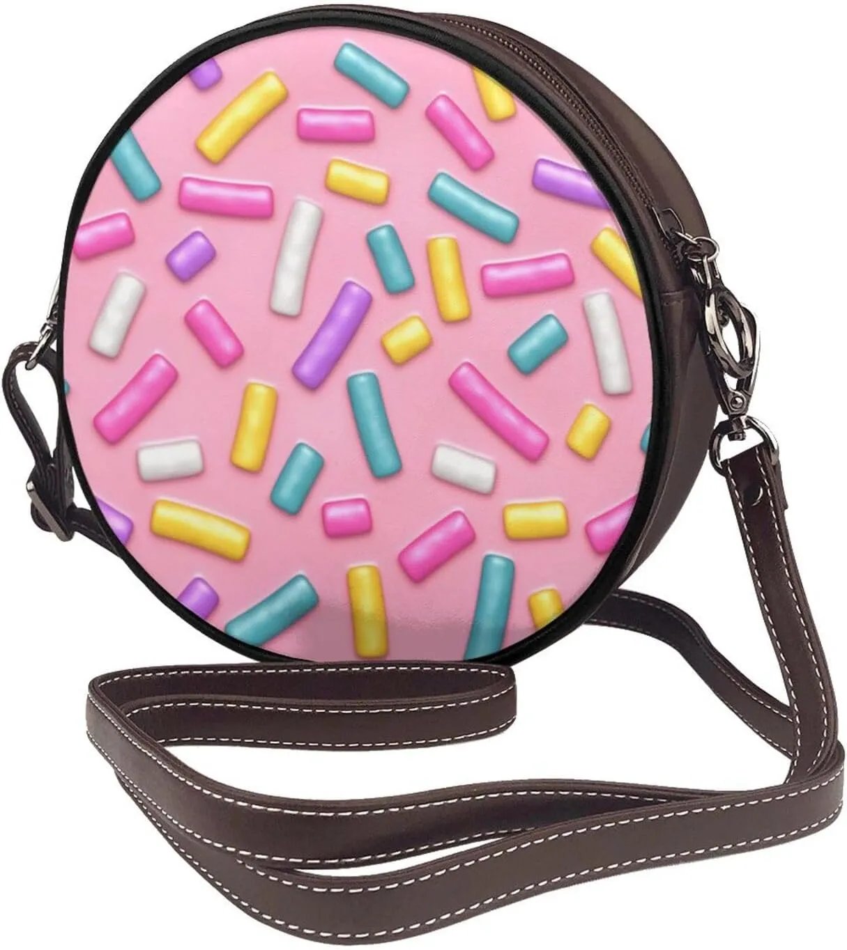 Vintage PU Leather Crossbody Purse Satchel, Small Cute Crossbody Round Bags for Women Sling Shoulder Bag