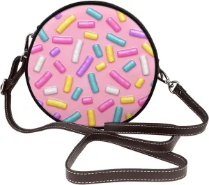 Vintage PU Leather Crossbody Purse Satchel, Small Cute Crossbody Round Bags for Women Sling Shoulder Bag