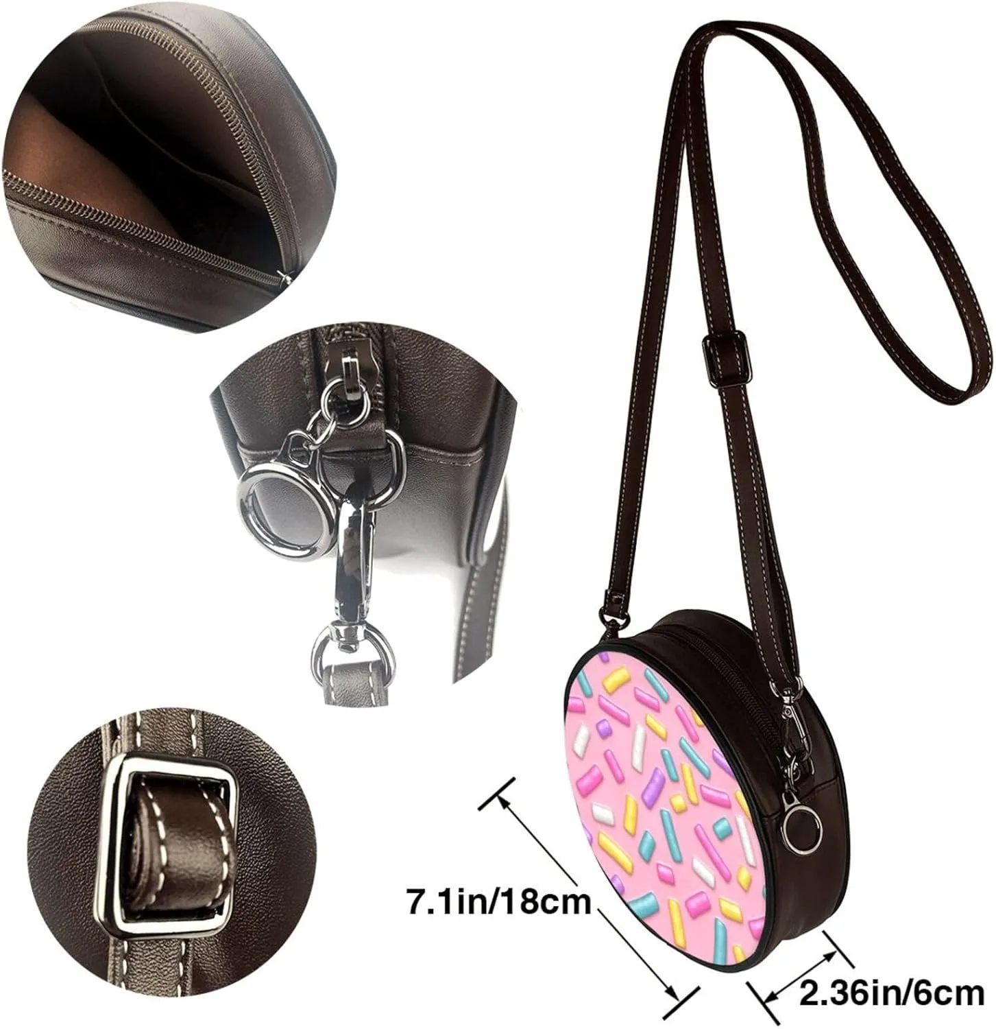 Vintage PU Leather Crossbody Purse Satchel, Small Cute Crossbody Round Bags for Women Sling Shoulder Bag