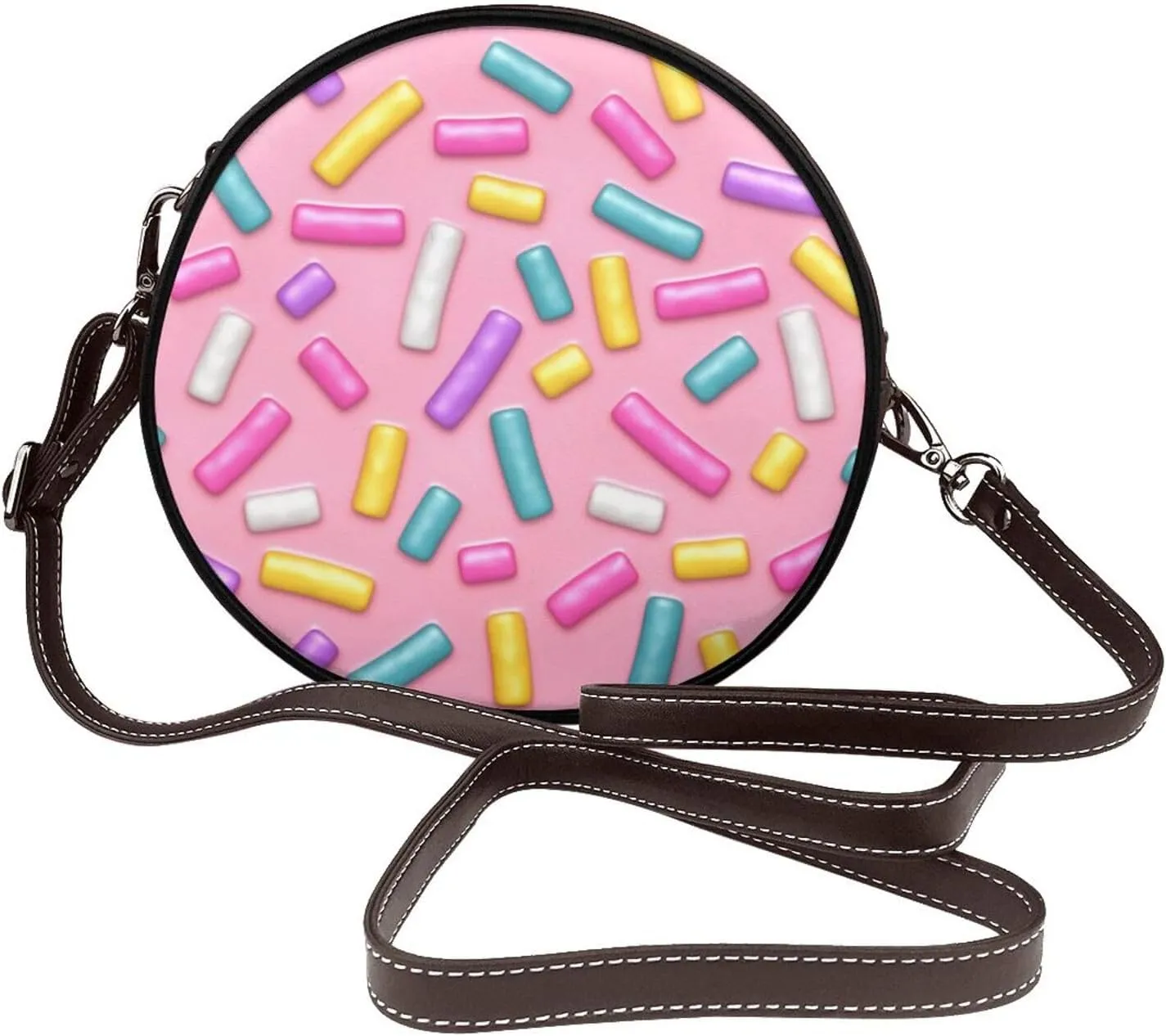 Vintage PU Leather Crossbody Purse Satchel, Small Cute Crossbody Round Bags for Women Sling Shoulder Bag