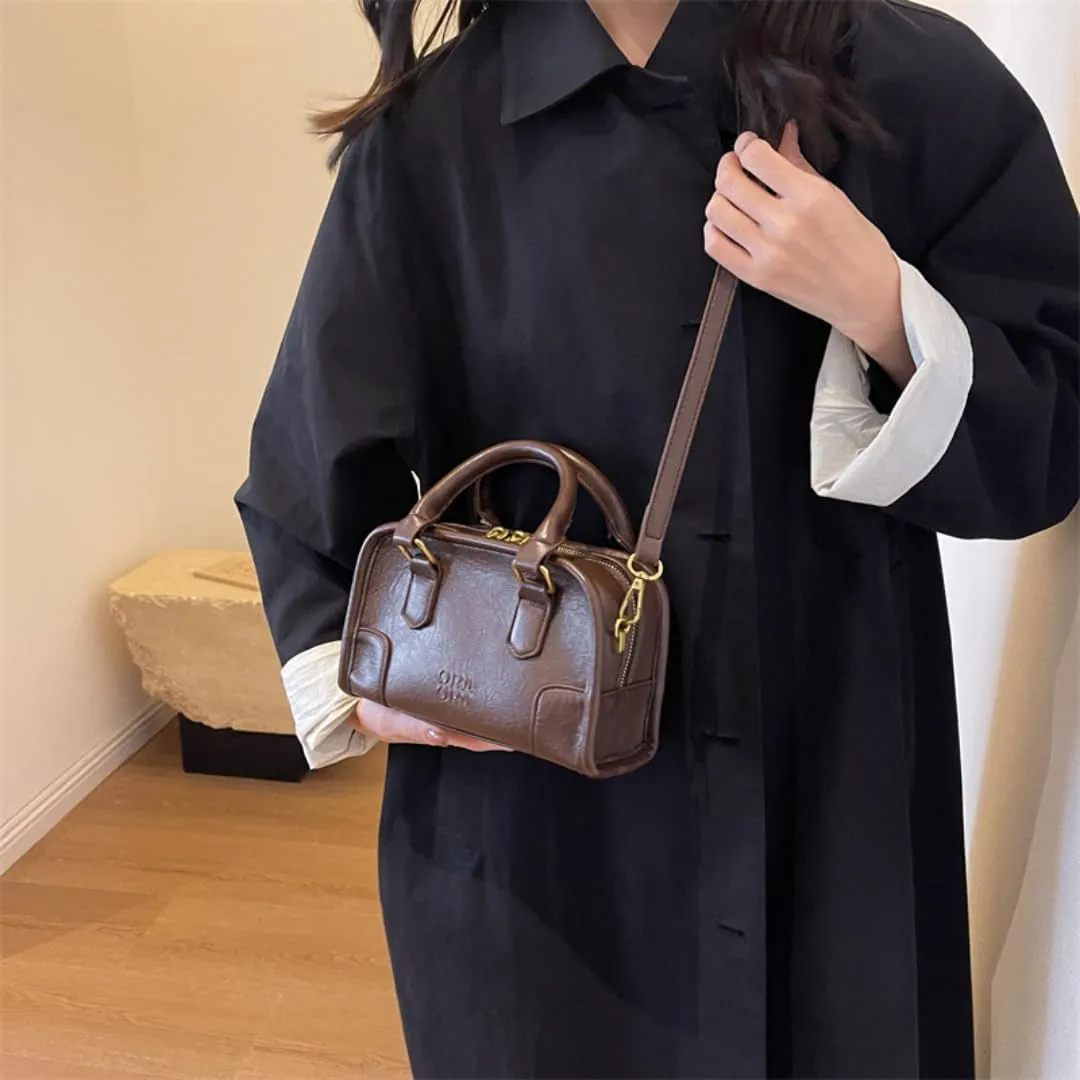 Vintage Square Bag for Women Soft Leather Shoulder Handbags Elegant Crossbody Bag