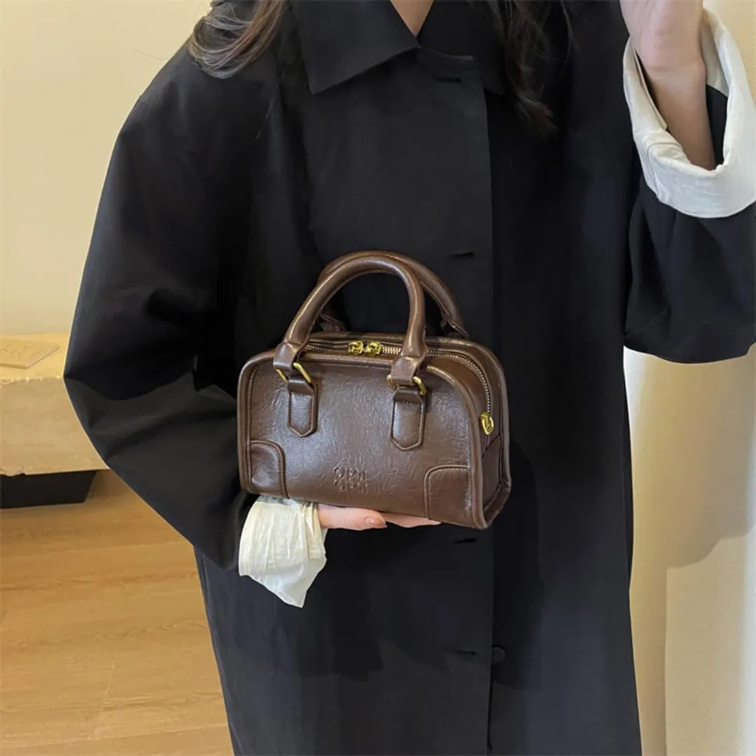 Vintage Square Bag for Women Soft Leather Shoulder Handbags Elegant Crossbody Bag