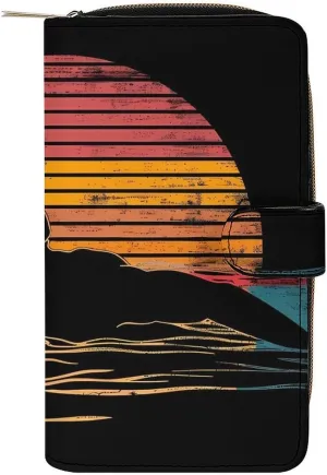 Vintage Swim Swimmer Swimming 80s Womens Wallet Leather Card Holder Purse RFID Blocking Bifold Clutch Handbag with Zipper Pocket 19.7x11x3.5cm