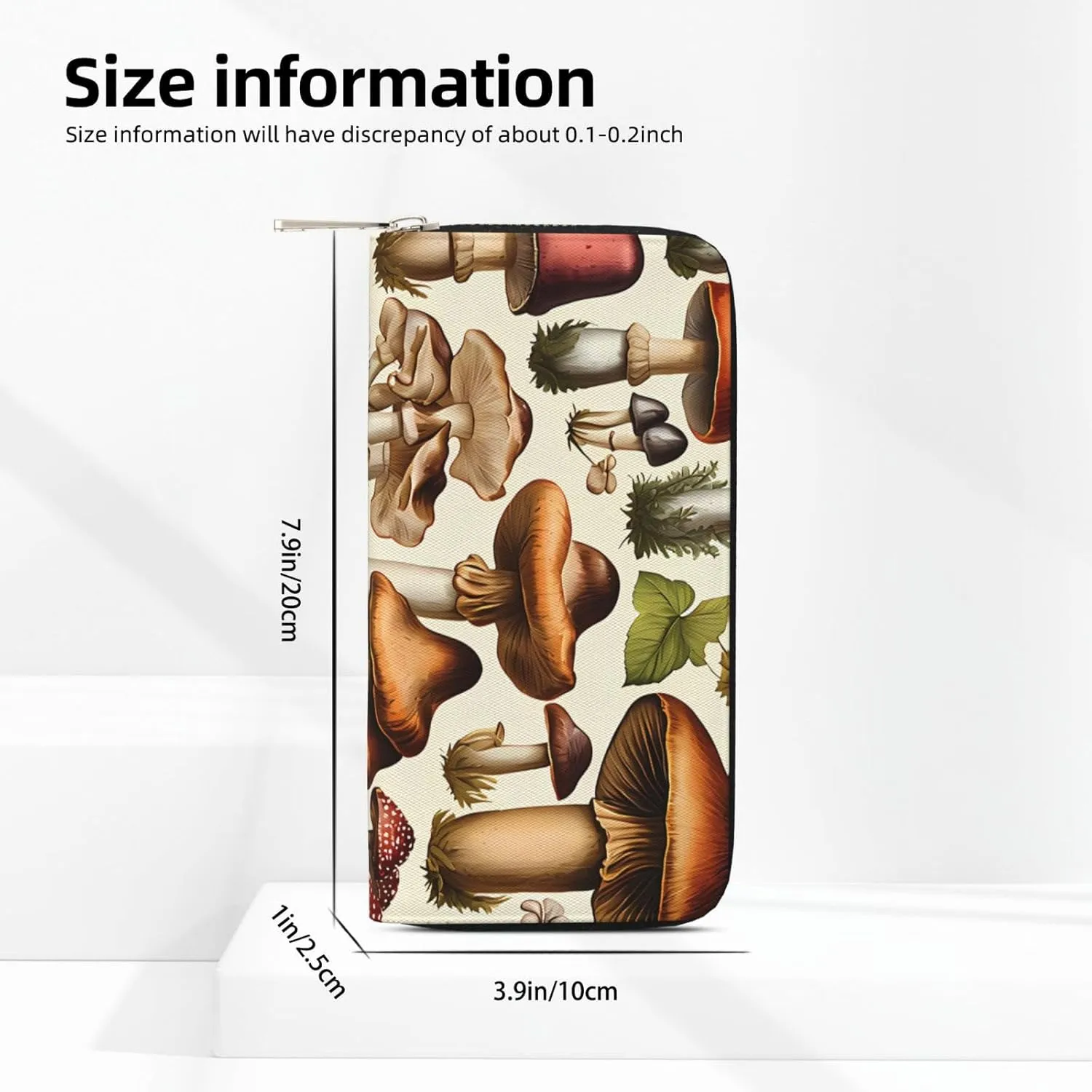 Vintage Wild Mushrooms Wallets PU Leather Wallet For Women Men Zipper Credit Card Purse Long Clutch Purse