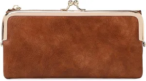 Vintage Women Long Wallets Bifold Ladies Purse Clutch with Kiss Lock and Zip Coin Pocket