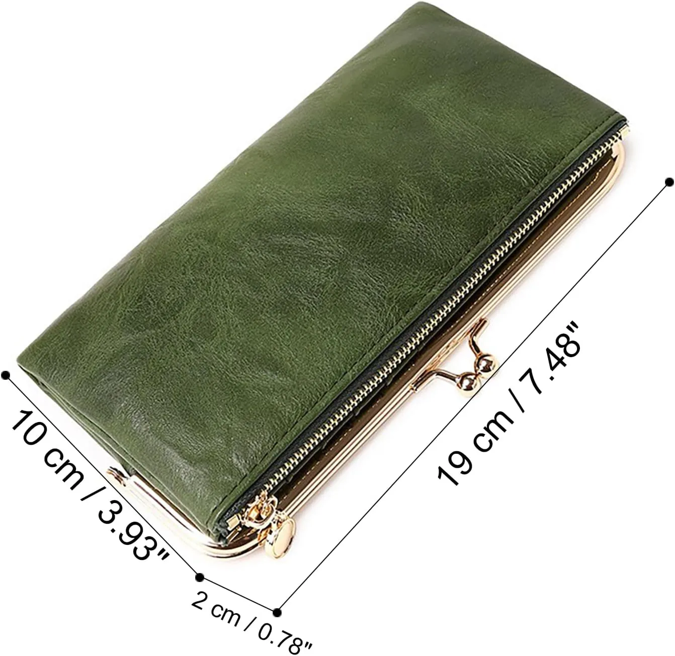 Vintage Women Long Wallets Bifold Ladies Purse Clutch with Kiss Lock and Zip Coin Pocket