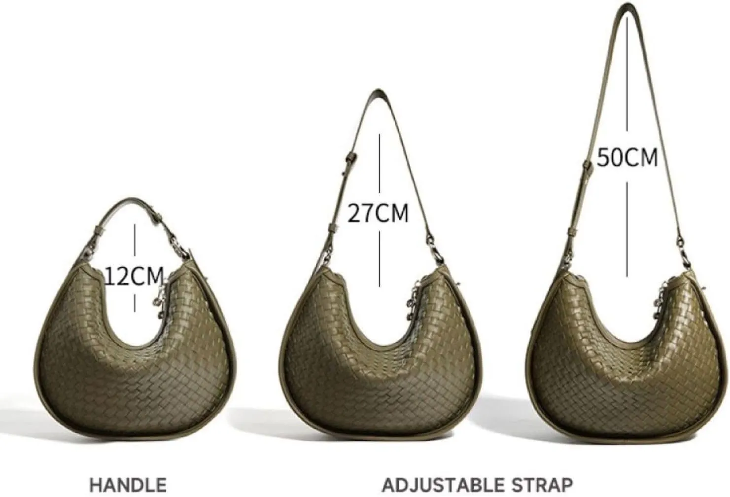 Vionli Half Moon Handbags for Women, Soft Leather Bags, Trendy Woven Purse, Shoulder Bag with Adjustable Strap