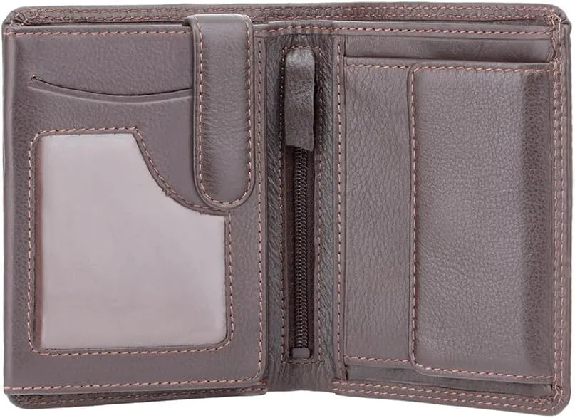 Visconti Heritage-11 Soft Thin Leather Quad Fold Wallets (Brown)