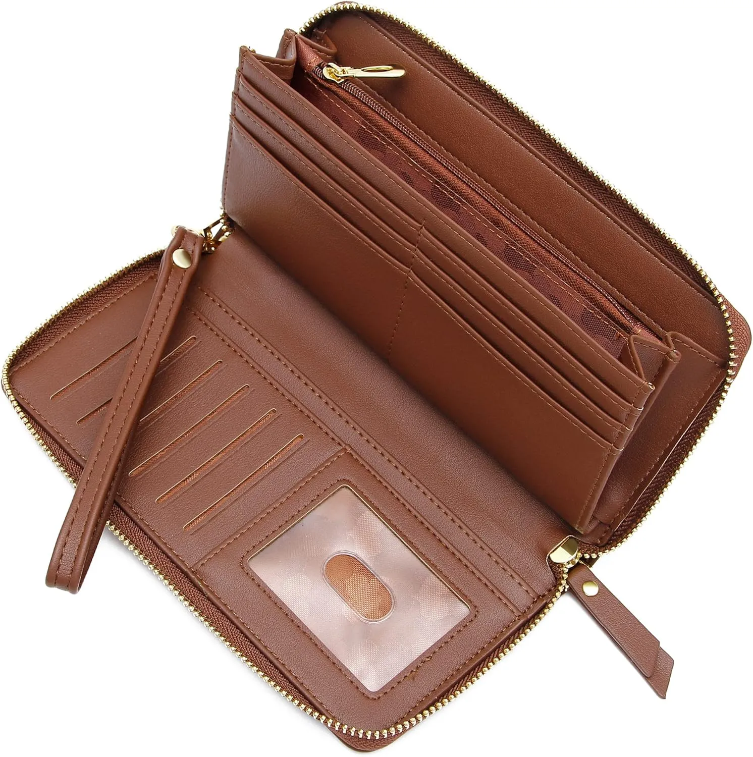 VOCUS Womens Wallet RFID Blocking Zip Around Wallet PU Leather Large Travel Long Purse Credit Card Holder with Wristlet