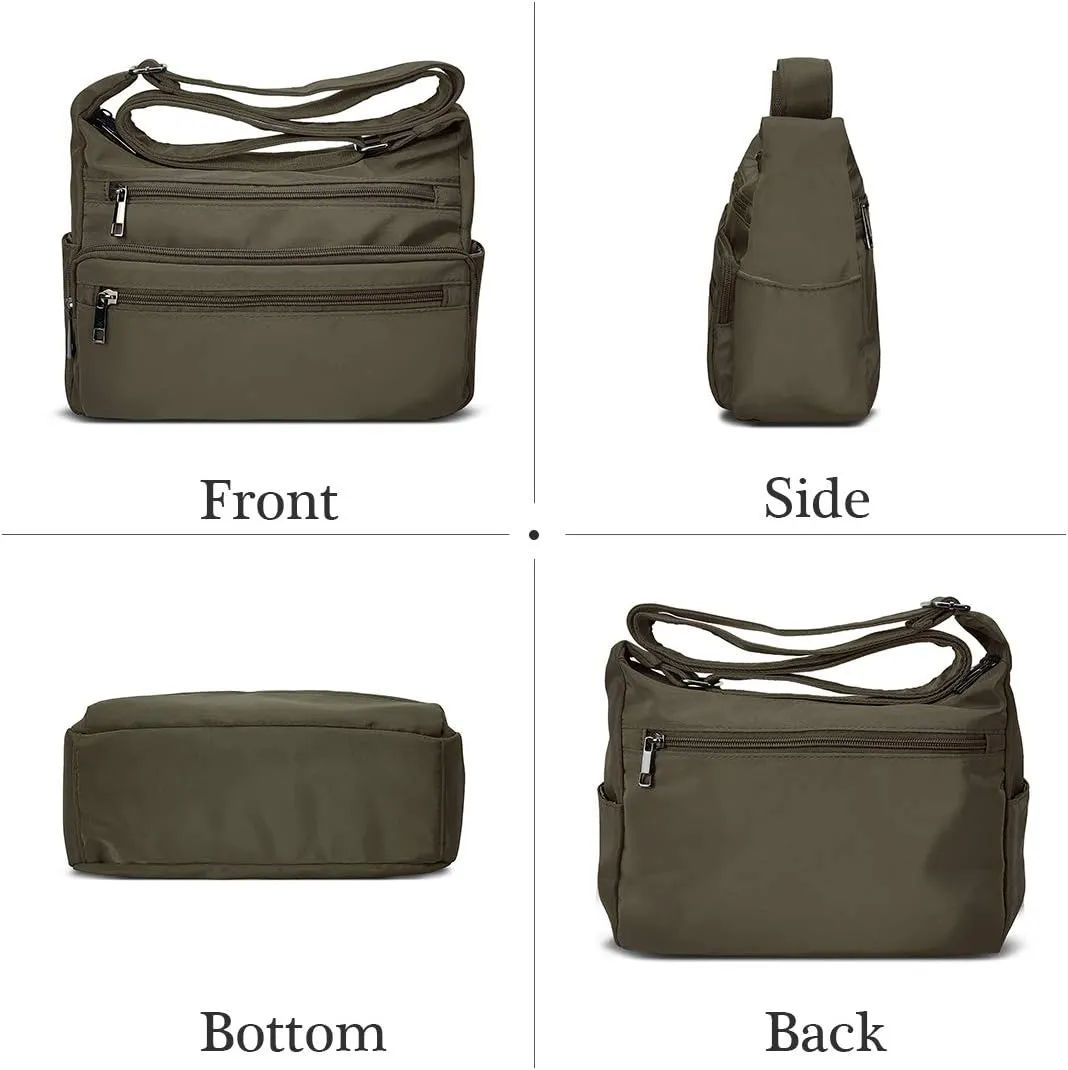 VOLGANIK ROCK RFID Purses for Women Fabric Nylon Multi Pocket Crossbody Bag Ladies Travel Handbag