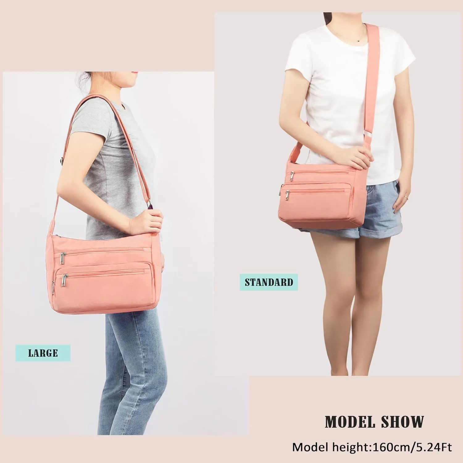 VOLGANIK ROCK RFID Purses for Women Fabric Nylon Multi Pocket Crossbody Bag Ladies Travel Handbag