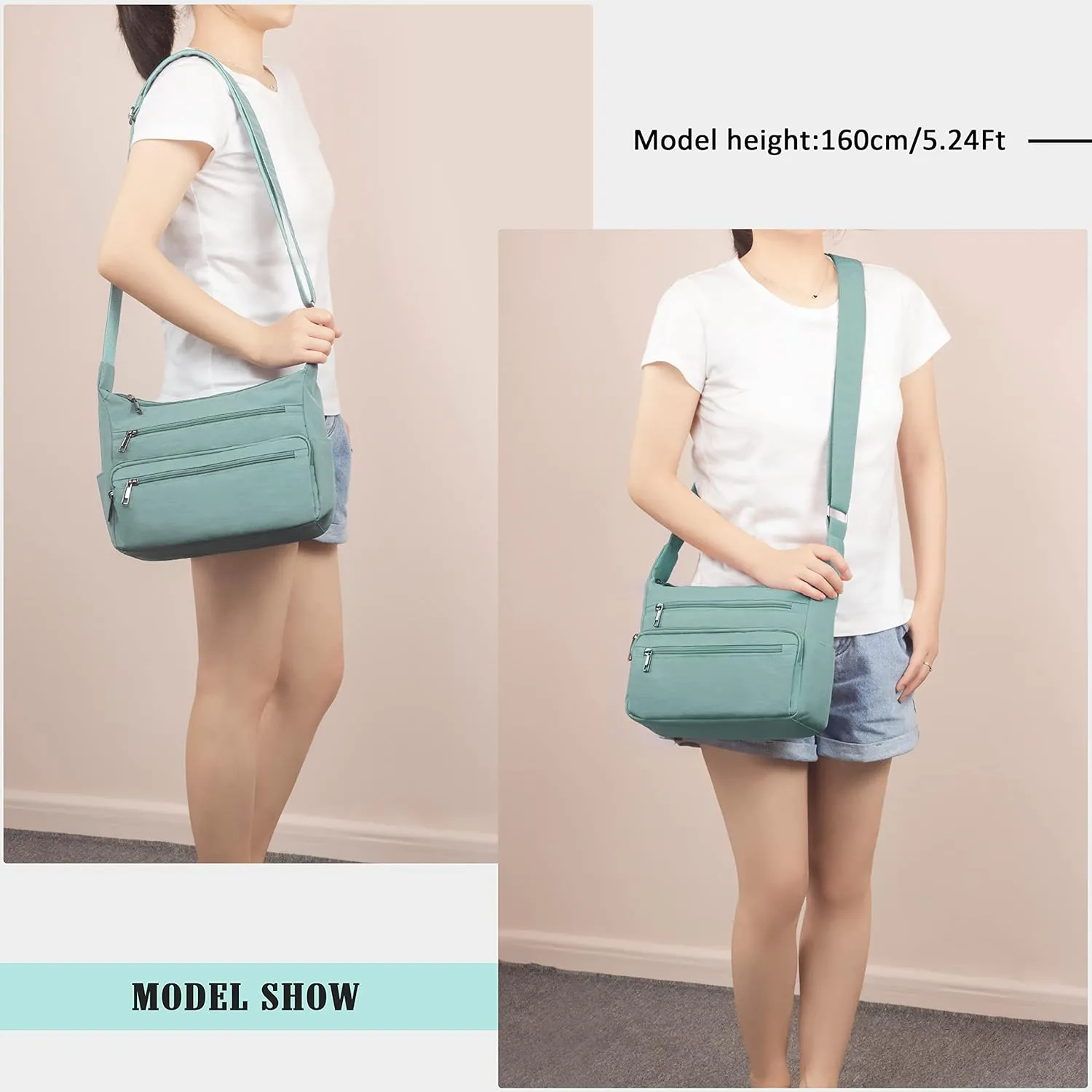 VOLGANIK ROCK RFID Purses for Women Fabric Nylon Multi Pocket Crossbody Bag Ladies Travel Handbag