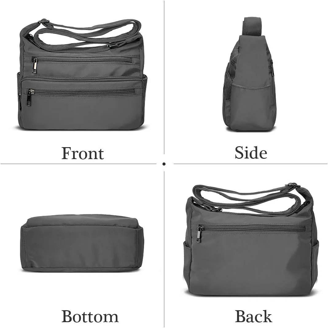 VOLGANIK ROCK RFID Purses for Women Fabric Nylon Multi Pocket Crossbody Bag Ladies Travel Handbag