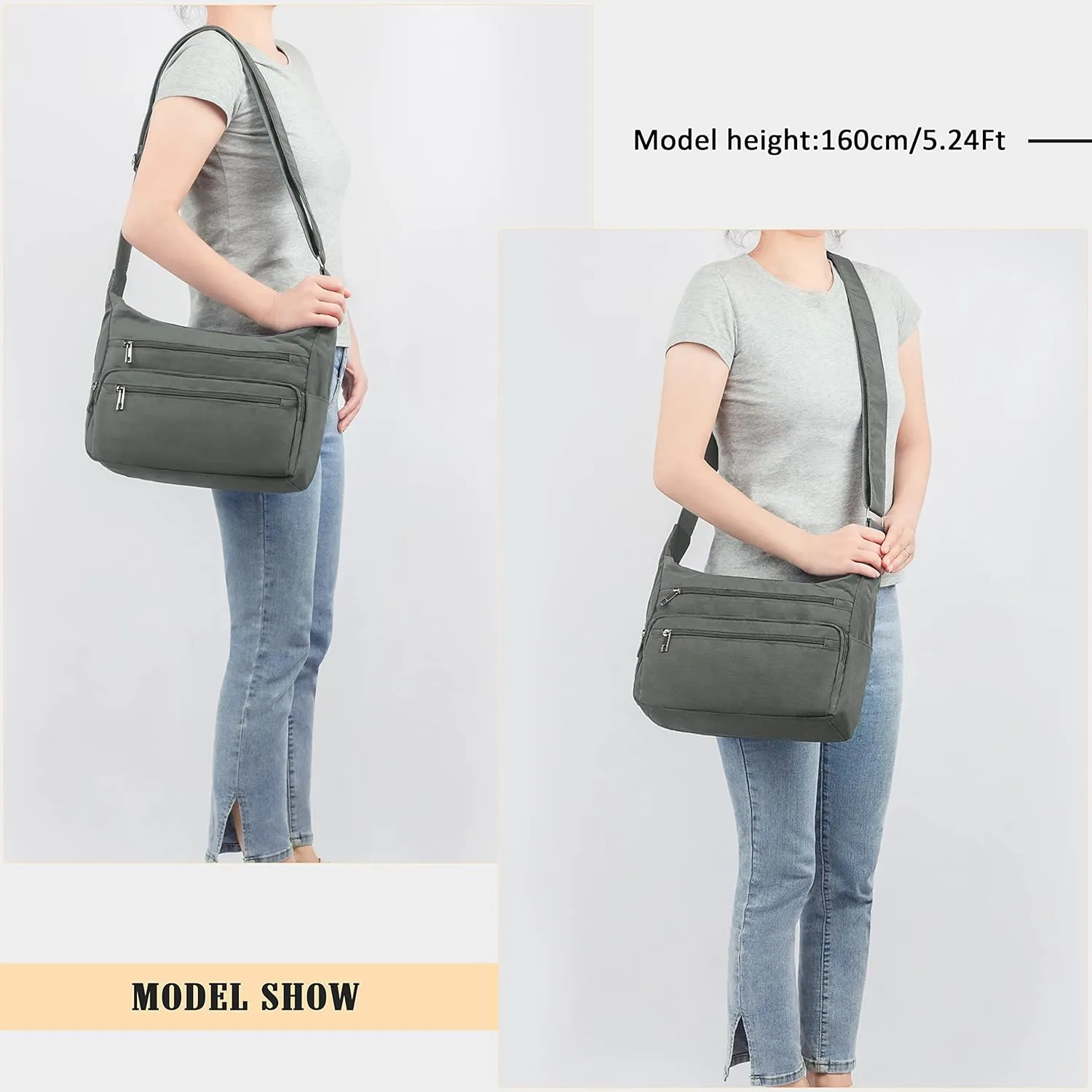 VOLGANIK ROCK RFID Purses for Women Fabric Nylon Multi Pocket Crossbody Bag Ladies Travel Handbag