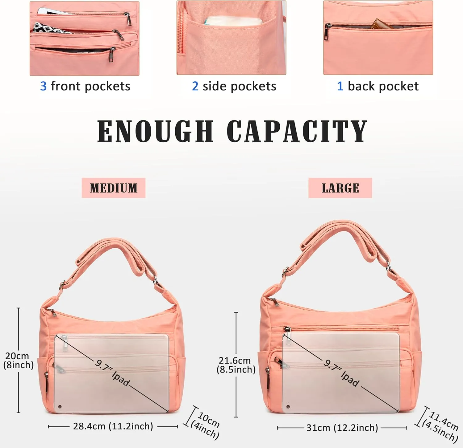 VOLGANIK ROCK RFID Purses for Women Fabric Nylon Multi Pocket Crossbody Bag Ladies Travel Handbag
