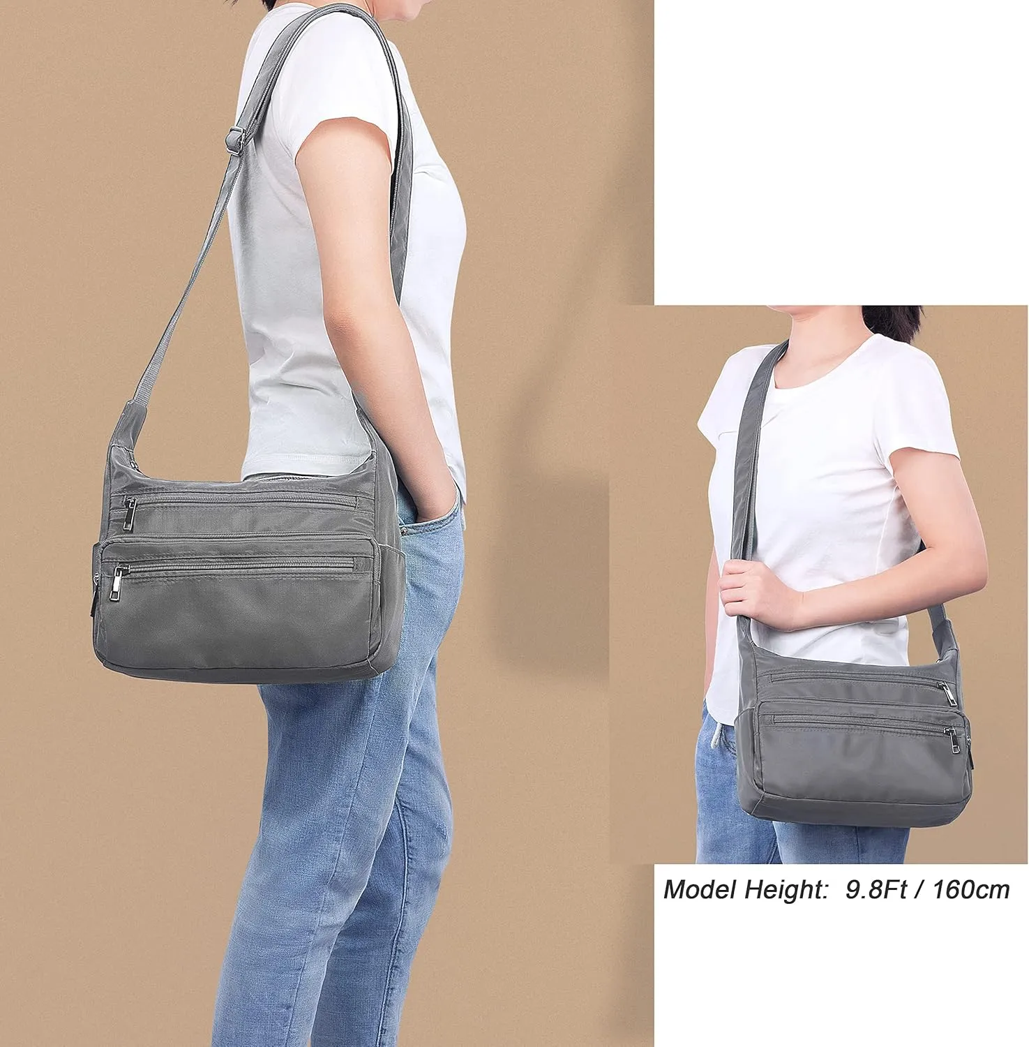 VOLGANIK ROCK RFID Purses for Women Fabric Nylon Multi Pocket Crossbody Bag Ladies Travel Handbag
