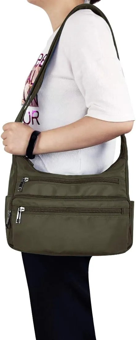 VOLGANIK ROCK RFID Purses for Women Fabric Nylon Multi Pocket Crossbody Bag Ladies Travel Handbag