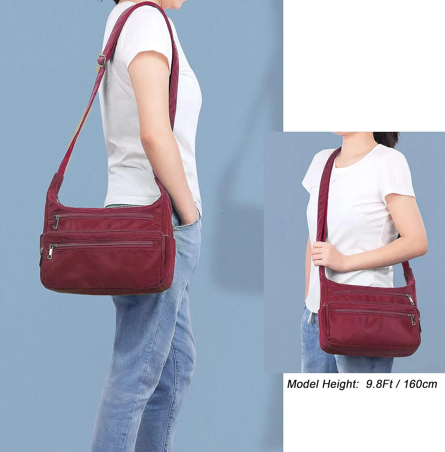 VOLGANIK ROCK RFID Purses for Women Fabric Nylon Multi Pocket Crossbody Bag Ladies Travel Handbag