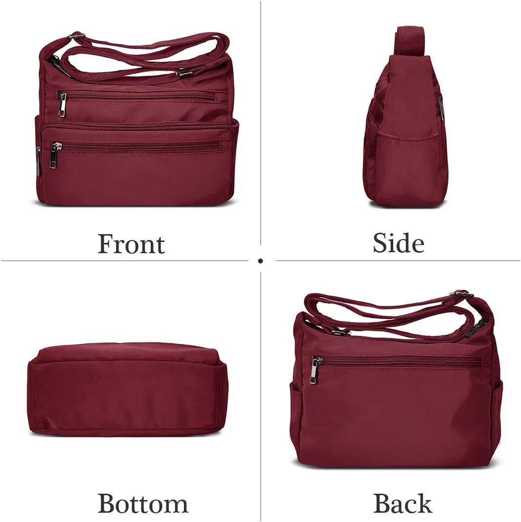 VOLGANIK ROCK RFID Purses for Women Fabric Nylon Multi Pocket Crossbody Bag Ladies Travel Handbag