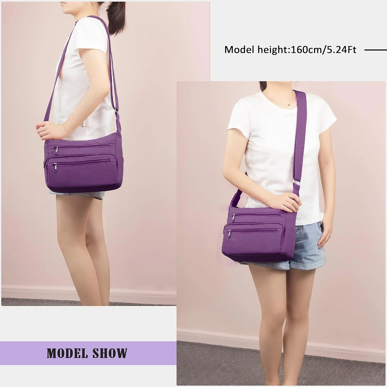VOLGANIK ROCK RFID Purses for Women Fabric Nylon Multi Pocket Crossbody Bag Ladies Travel Handbag