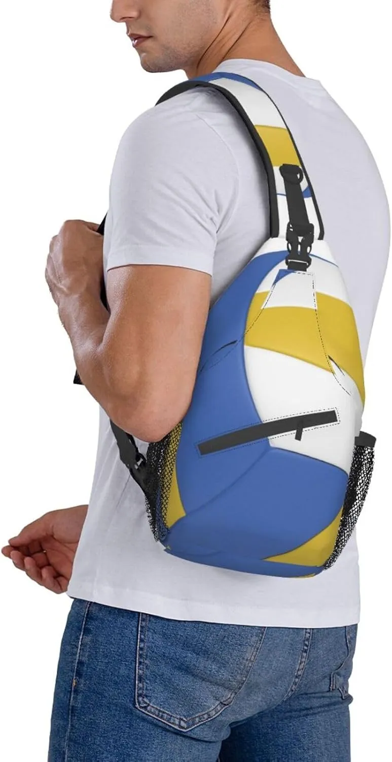 Volleyball Sling Bag for Men Women Crossbody Sling Backpack Cycling Hiking Daypack Chest Shoulder Bag with Adjustable Strap