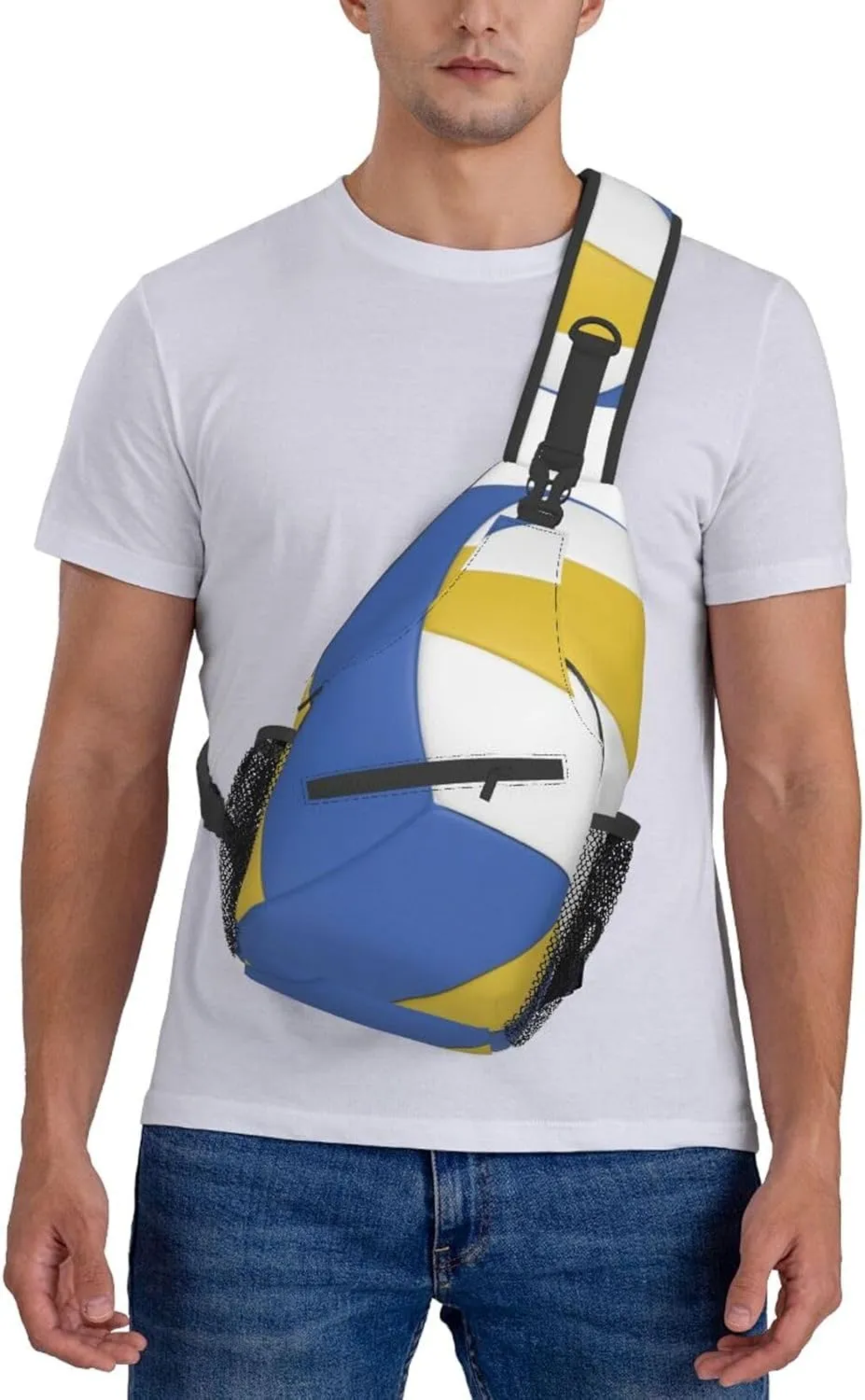 Volleyball Sling Bag for Men Women Crossbody Sling Backpack Cycling Hiking Daypack Chest Shoulder Bag with Adjustable Strap