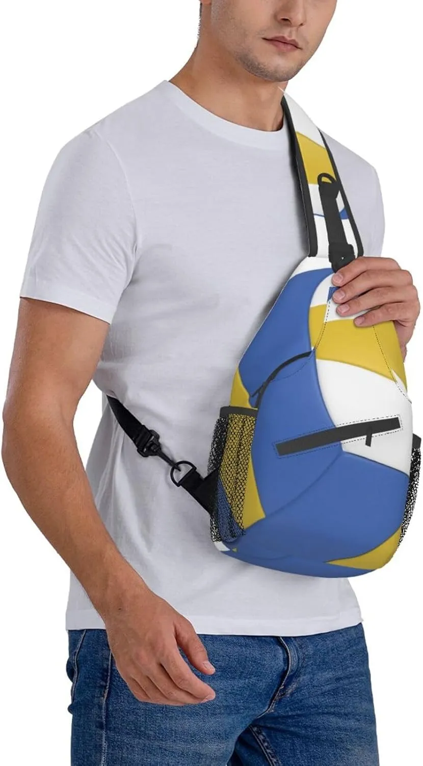 Volleyball Sling Bag for Men Women Crossbody Sling Backpack Cycling Hiking Daypack Chest Shoulder Bag with Adjustable Strap