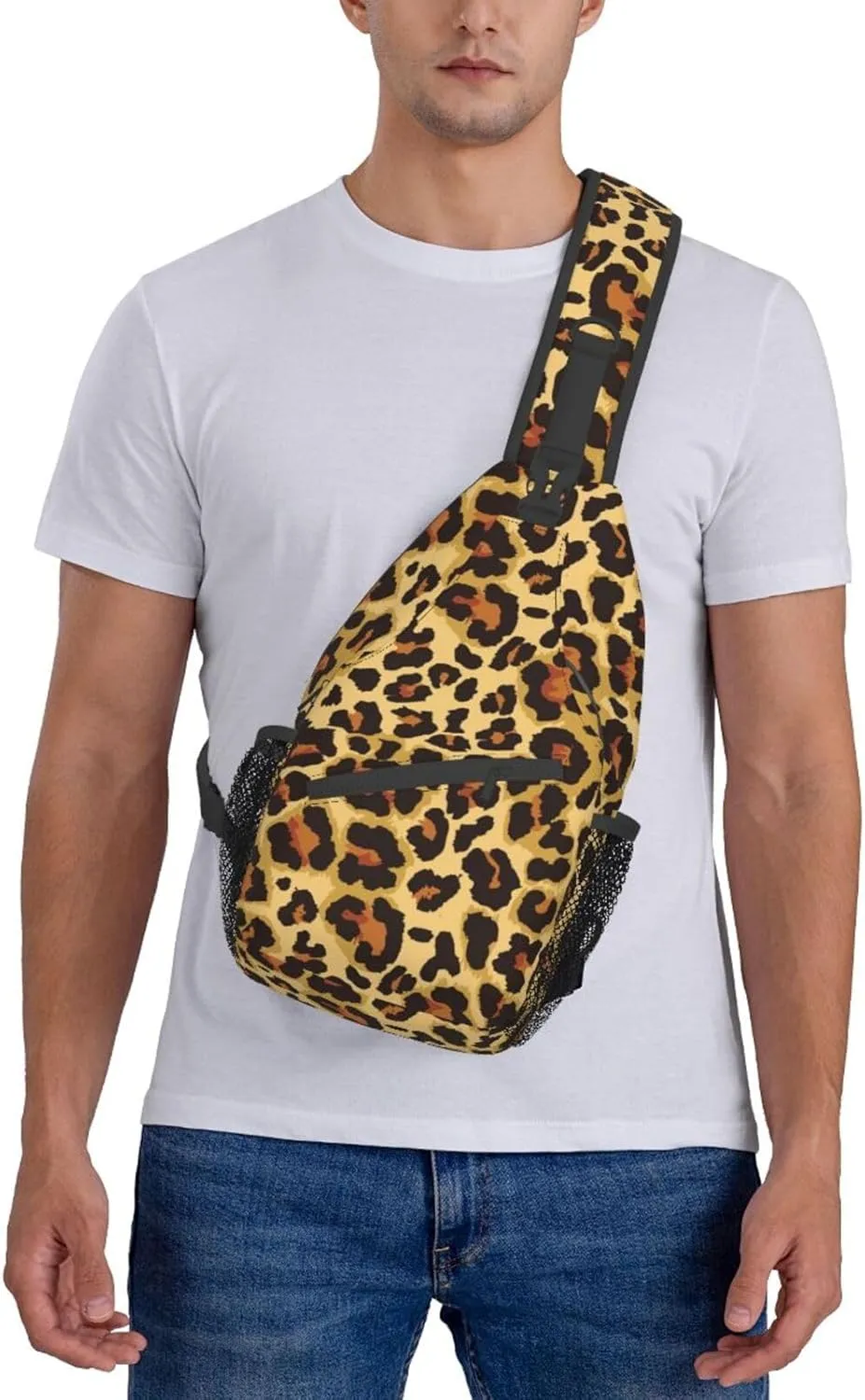 VOOHDDY Classic Leopard Print Animal Sling Bag For Women Men Travel Hiking Backpack Crossbody Shoulder Chest Bags Casual Daypack Sport
