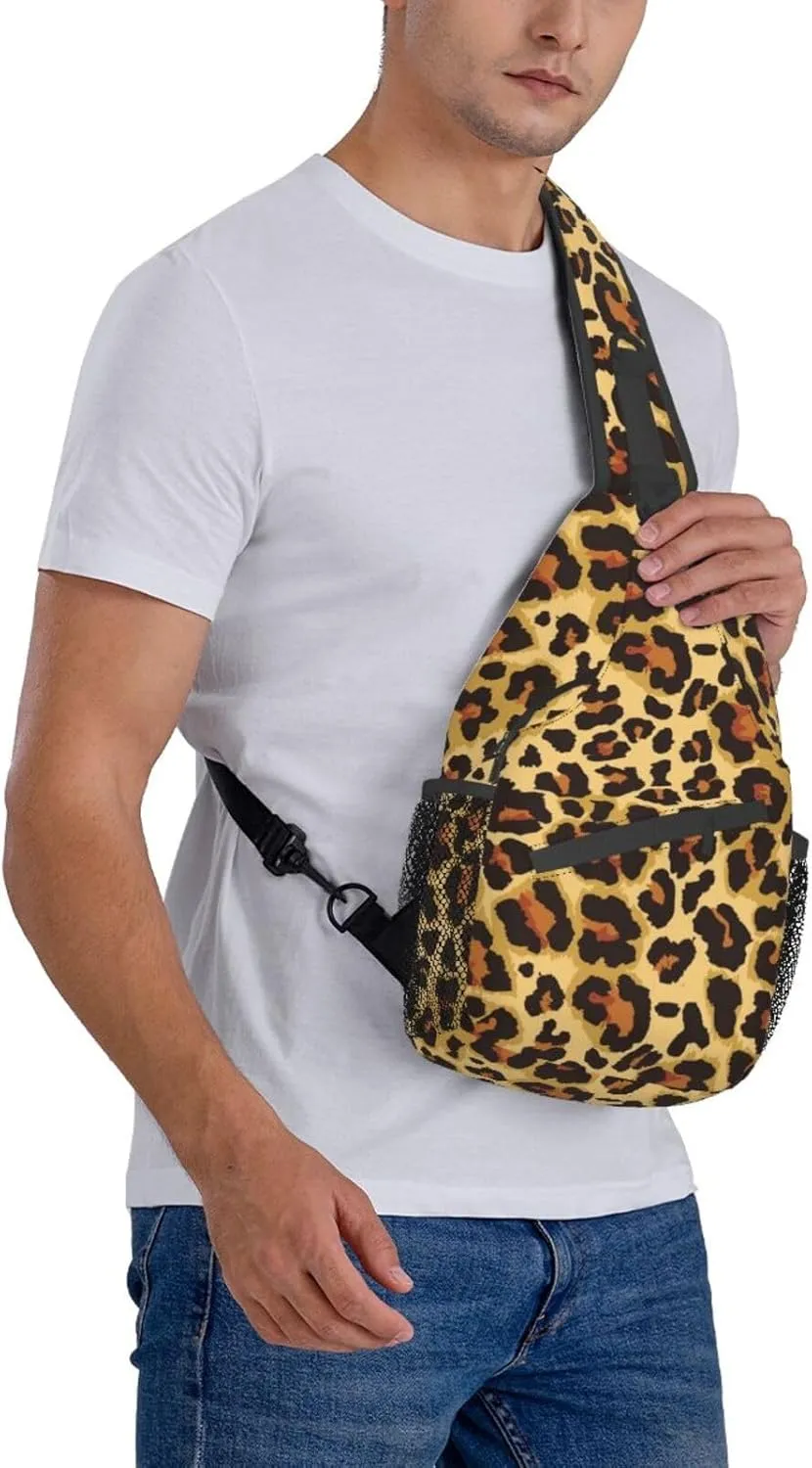 VOOHDDY Classic Leopard Print Animal Sling Bag For Women Men Travel Hiking Backpack Crossbody Shoulder Chest Bags Casual Daypack Sport