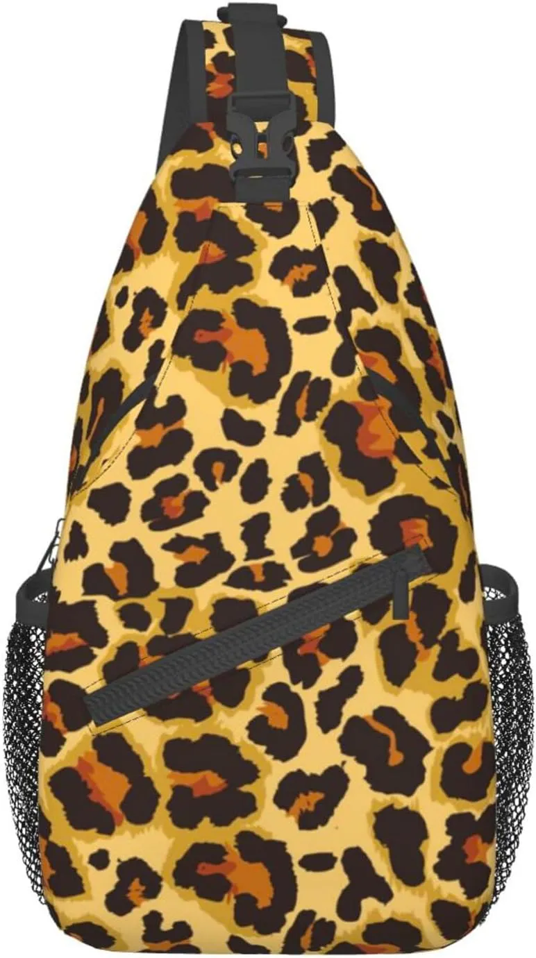 VOOHDDY Classic Leopard Print Animal Sling Bag For Women Men Travel Hiking Backpack Crossbody Shoulder Chest Bags Casual Daypack Sport
