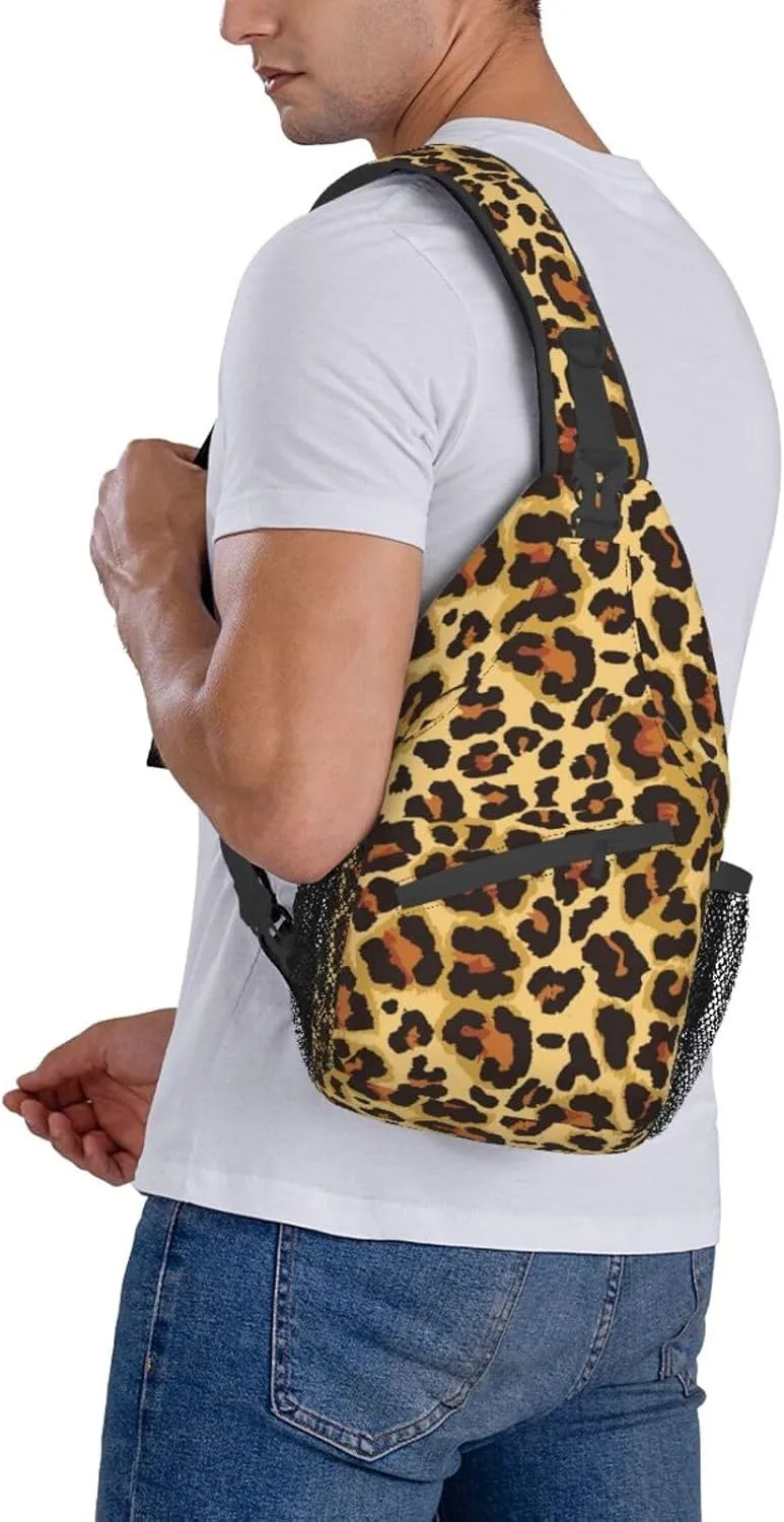 VOOHDDY Classic Leopard Print Animal Sling Bag For Women Men Travel Hiking Backpack Crossbody Shoulder Chest Bags Casual Daypack Sport