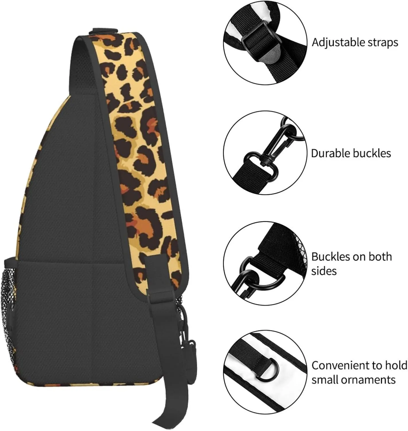 VOOHDDY Classic Leopard Print Animal Sling Bag For Women Men Travel Hiking Backpack Crossbody Shoulder Chest Bags Casual Daypack Sport