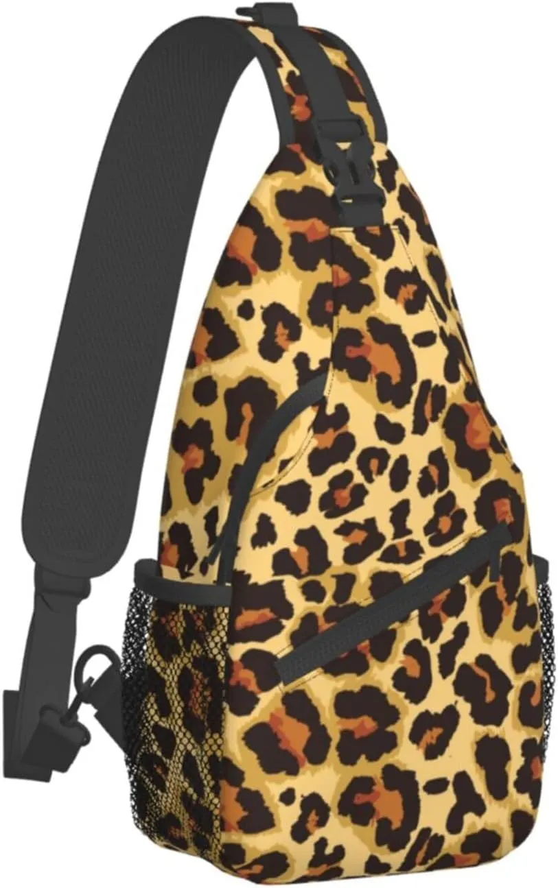 VOOHDDY Classic Leopard Print Animal Sling Bag For Women Men Travel Hiking Backpack Crossbody Shoulder Chest Bags Casual Daypack Sport