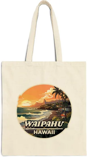 Waipahu Hawaii Cotton Tote Bag for Women Men Casual Tote Bag Cloth Canvas Shopping Bags with Handles Cute Bags Everyday Use 15" x 16" Aesthetic Gift ID44997