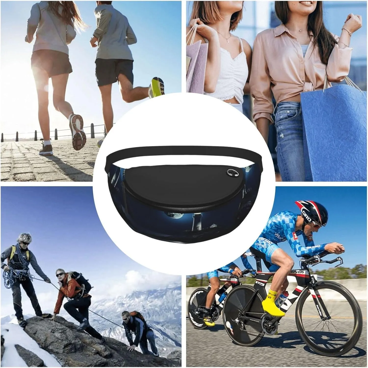Waist Packs For Men & Women, Fashion Sling Pack With Adjustable Belt For Travel Sports Running.Moonlight Lighthouse Print