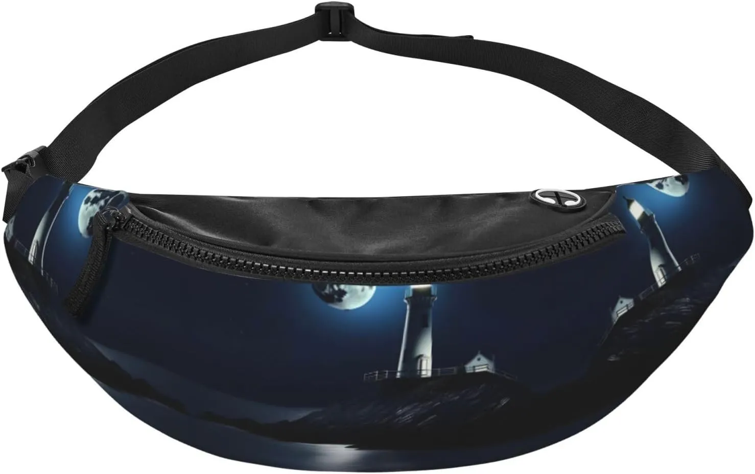 Waist Packs For Men & Women, Fashion Sling Pack With Adjustable Belt For Travel Sports Running.Moonlight Lighthouse Print
