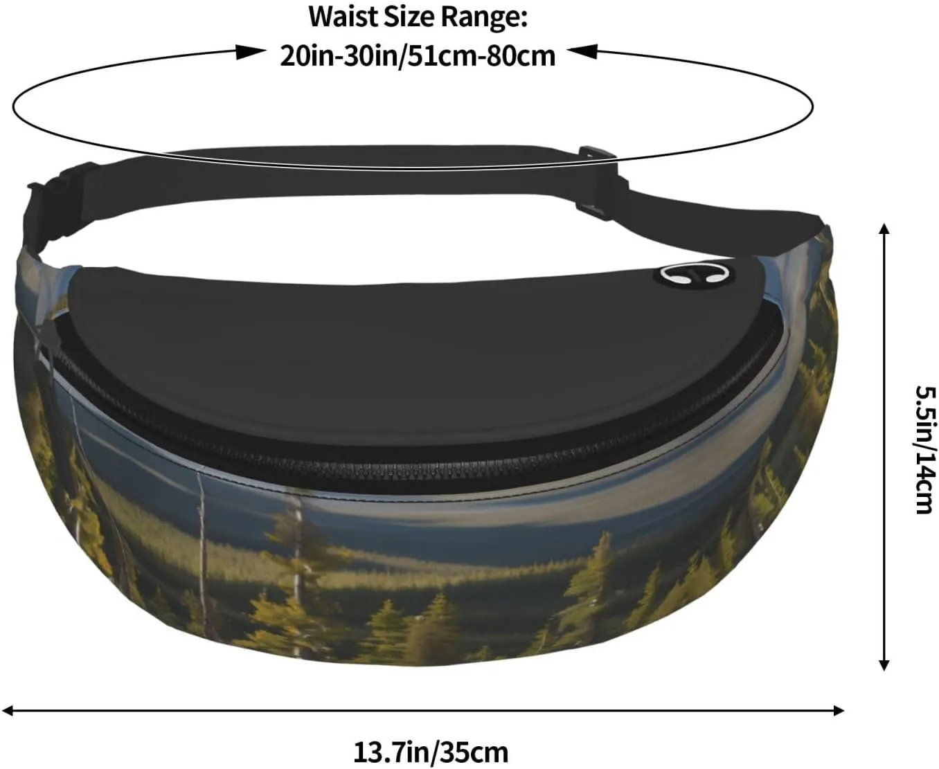 Waist Packs For Men & Women, Fashion Sling Pack With Adjustable Belt For Travel Sports Running.Moose Mountain Pine Tree Print