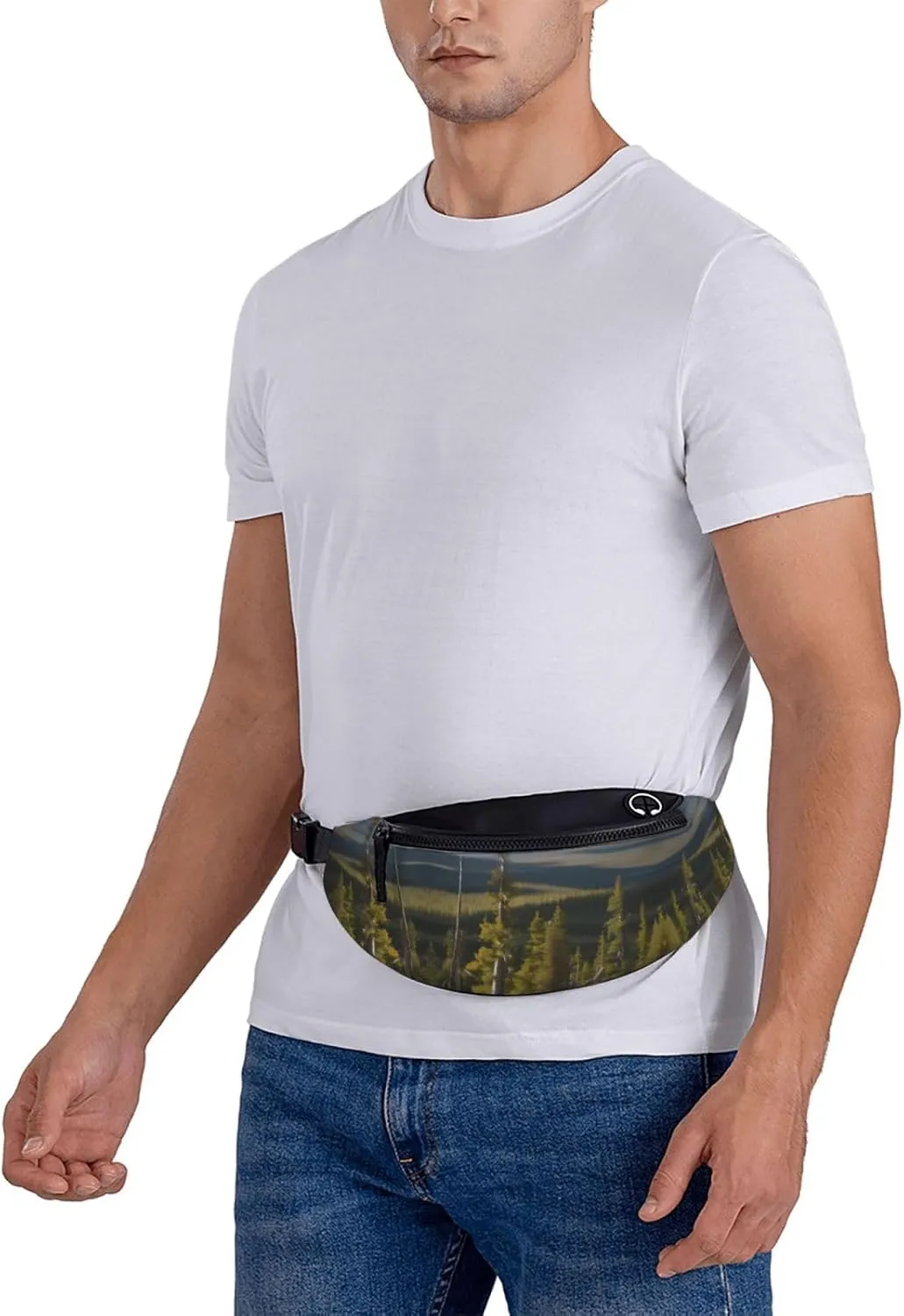 Waist Packs For Men & Women, Fashion Sling Pack With Adjustable Belt For Travel Sports Running.Moose Mountain Pine Tree Print