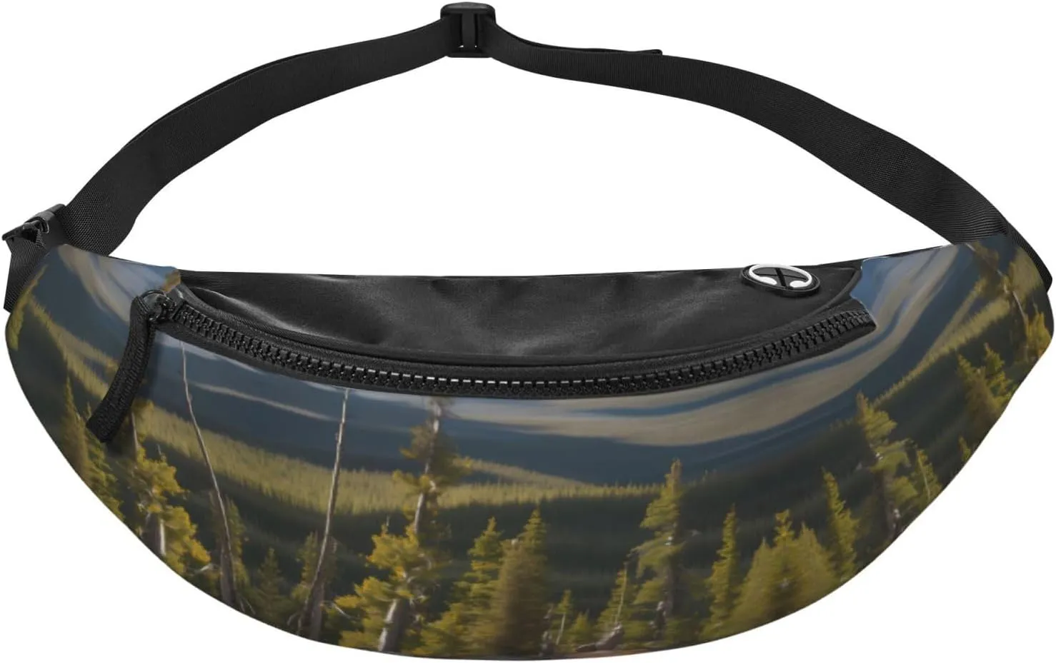 Waist Packs For Men & Women, Fashion Sling Pack With Adjustable Belt For Travel Sports Running.Moose Mountain Pine Tree Print