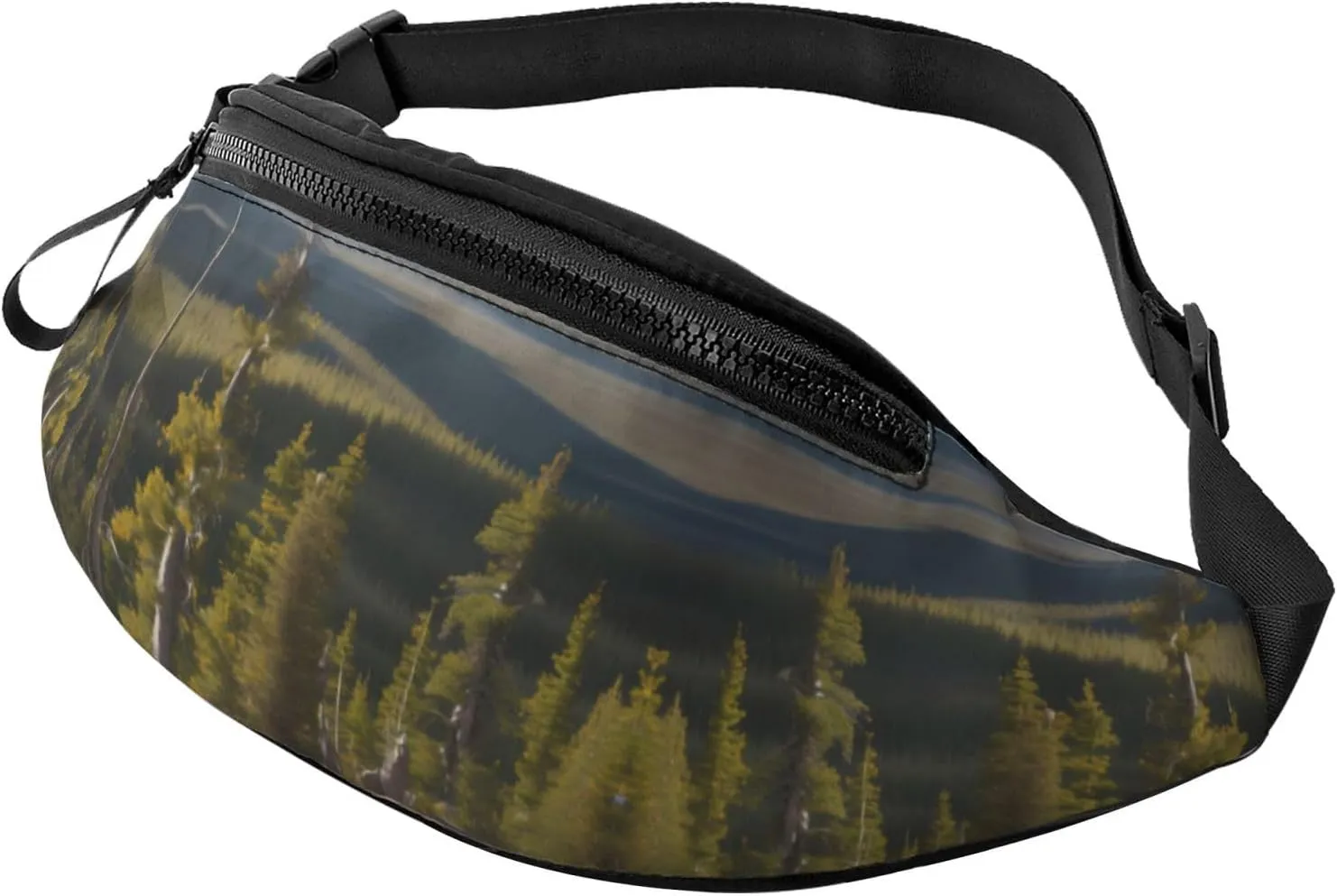 Waist Packs For Men & Women, Fashion Sling Pack With Adjustable Belt For Travel Sports Running.Moose Mountain Pine Tree Print