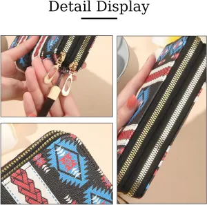 Wallet Purse for Women, Boho-Inspired Wristlet Wallet with Credit Card Holder（Black）