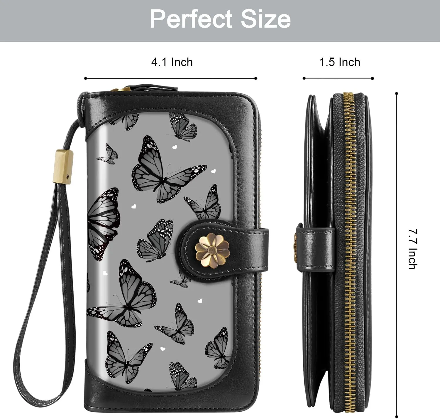 Wallets for Women Multi Card Holder Wallet Clutch Wallet Card Holder Organizer Ladies Purse with Wrist strap Purse